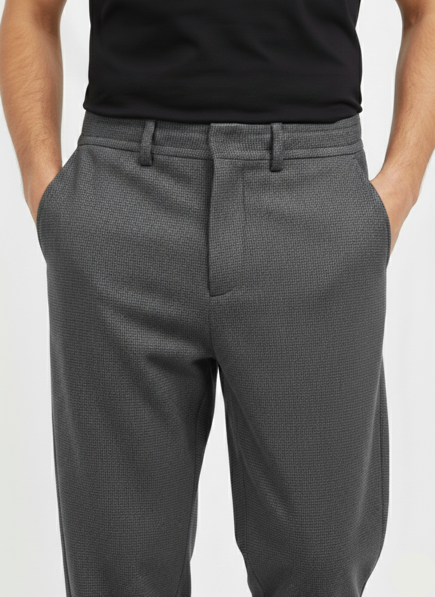 Men's Grey Regular Fit Trousers MTR-14