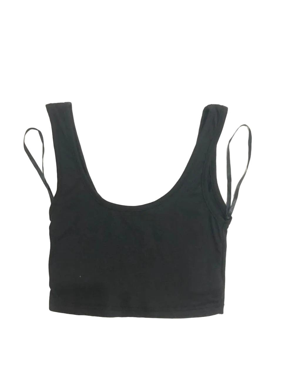 "Essential Scoop-Neck Cropped Tank - Black (W-35)