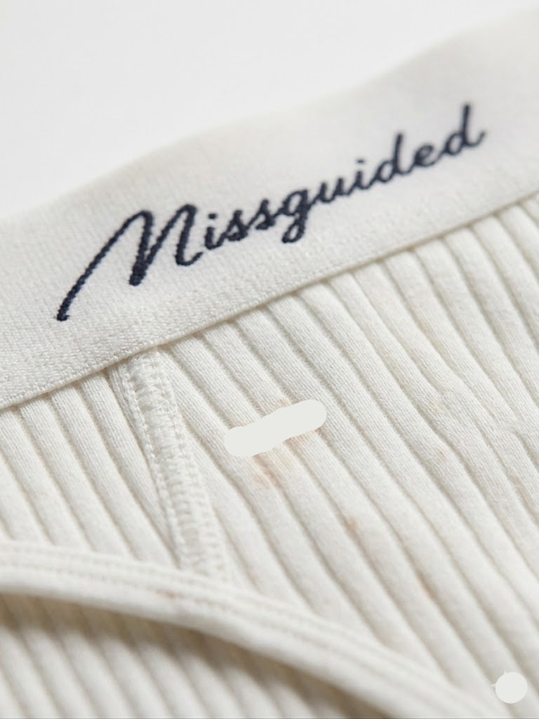 Missguided Script Logo Ribbed Briefs – White (W38)