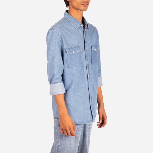 Mango Men's Shirt MId Blue