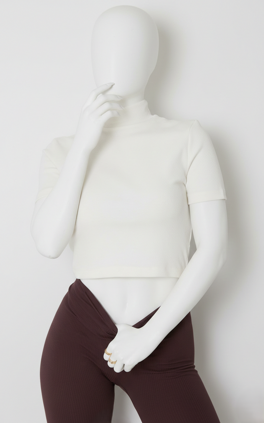 Girls Mock Neck T-Shirt - White