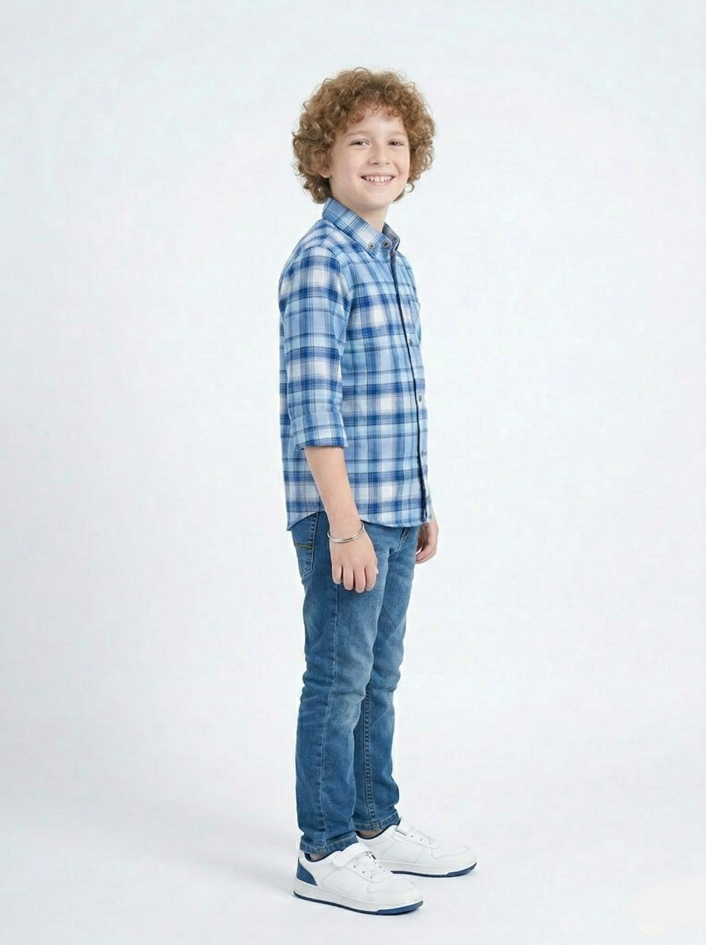 Boys Blue Checkered Casual Shirt  BS-08