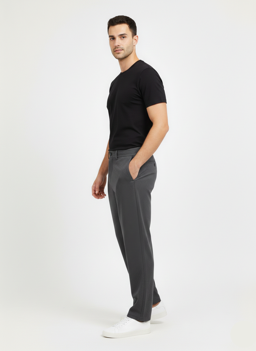 Men's Grey Regular Fit Trousers MTR-14