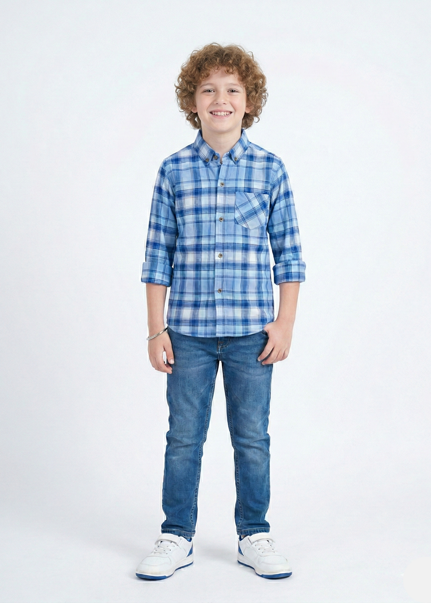 Boys Blue Checkered Casual Shirt  BS-08
