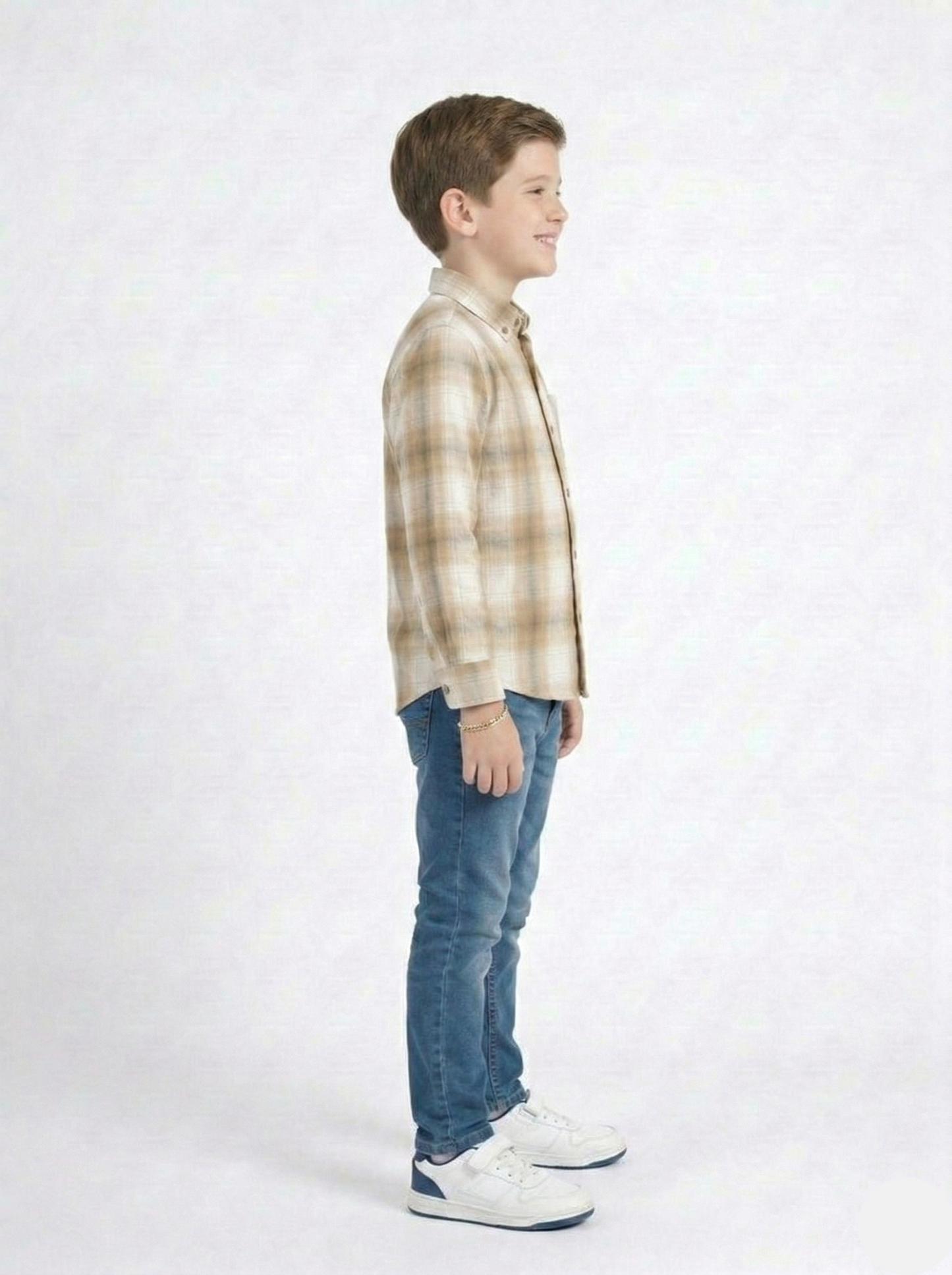 Boys Brown Plaid Flannel Button-Down Shirt -  BS-02