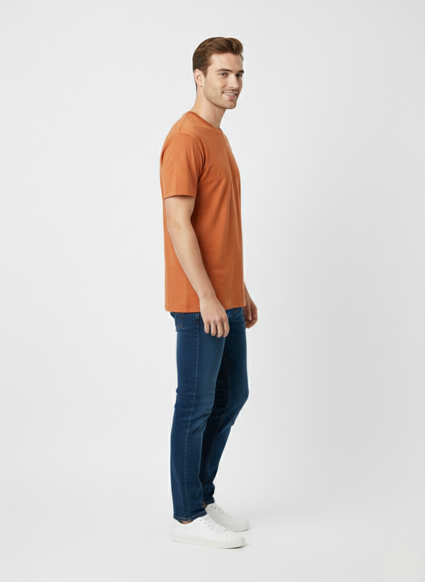 Men’s Plain Rust Orange Half Sleeve T-Shirt – Casual Cotton Tee - MT- 20