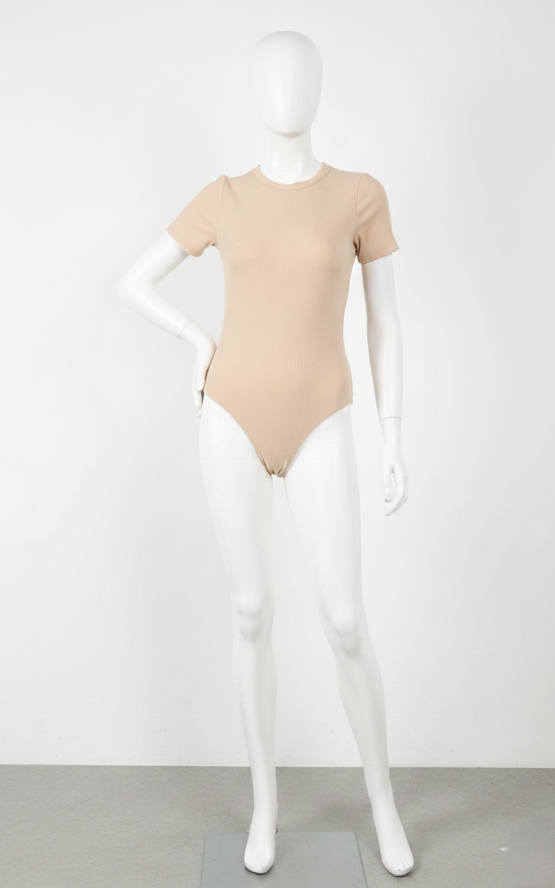 Girls Half Sleeves Bodysuit - Beige