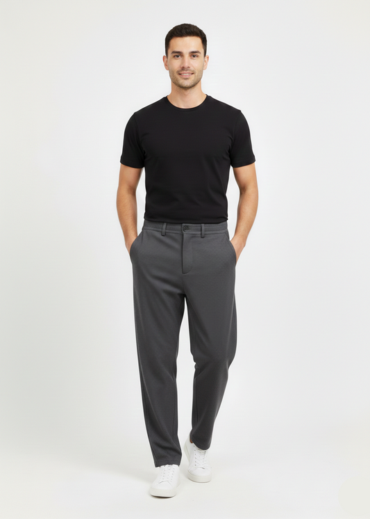 Men's Grey Regular Fit Trousers MTR-14