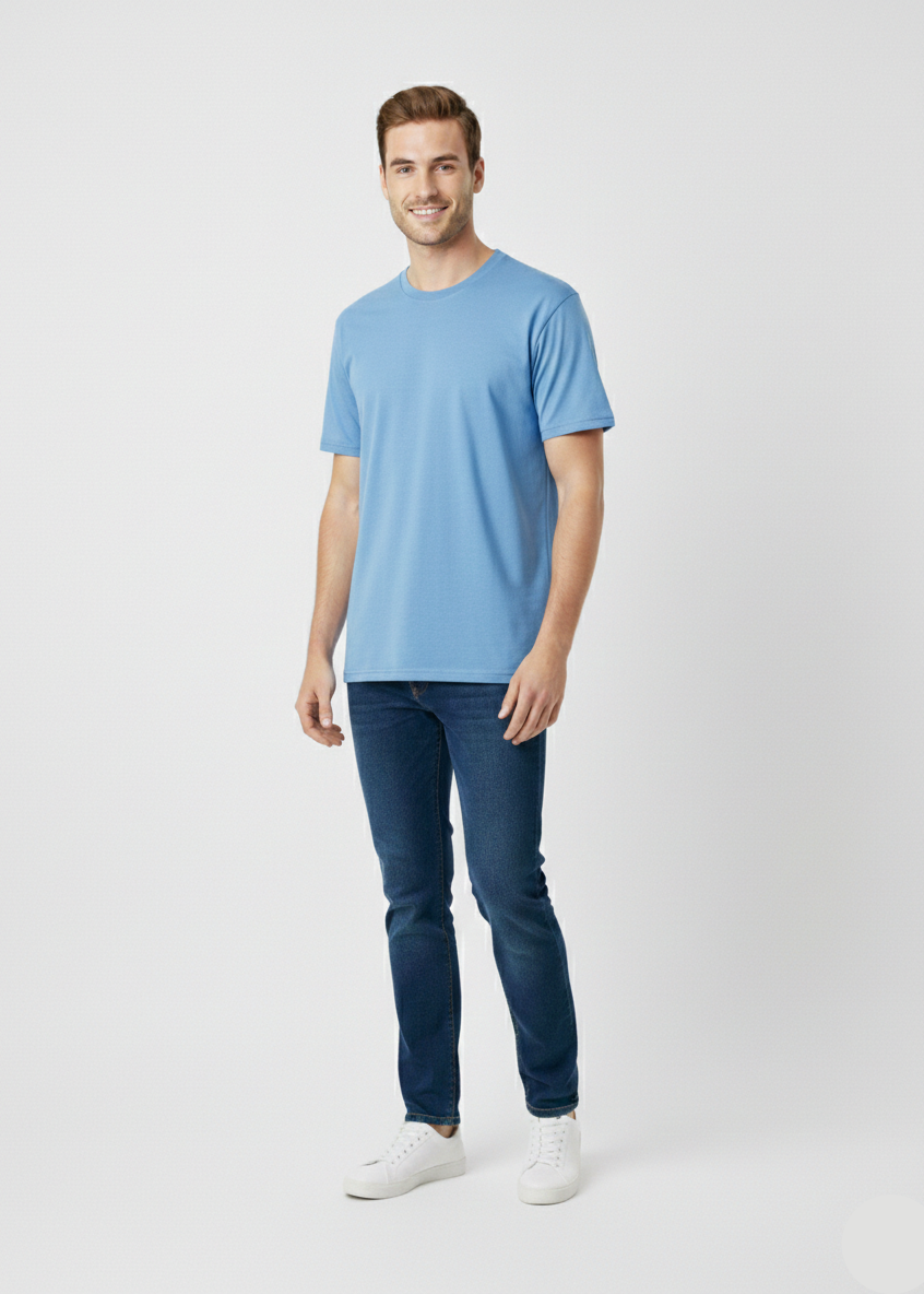 Classic Men’s Light Blue T-Shirt – Soft Cotton Casual Tee MT- 15