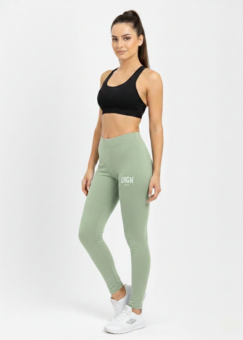Women’s Olive Green High-Waist Stretch Leggings (Boohoo Brand) W-9