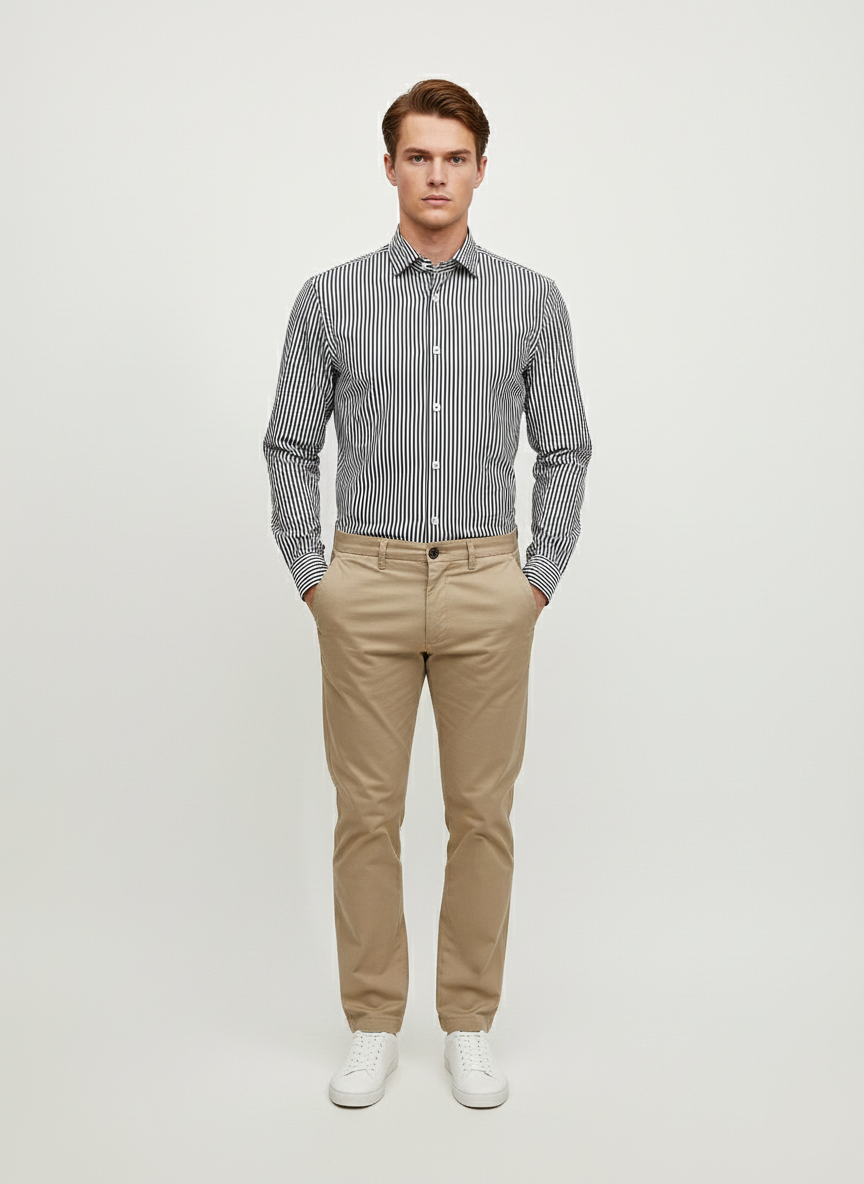 Mens Formal Shirt - Black & White (Calvin Klein Brand)