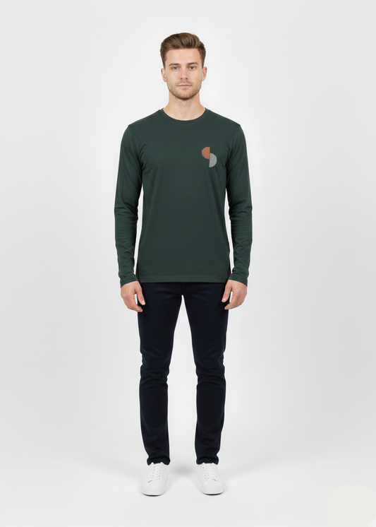 Men’s Dark Green Full Sleeve T-Shirt with Front & Back Graphic Print –  MT- 14