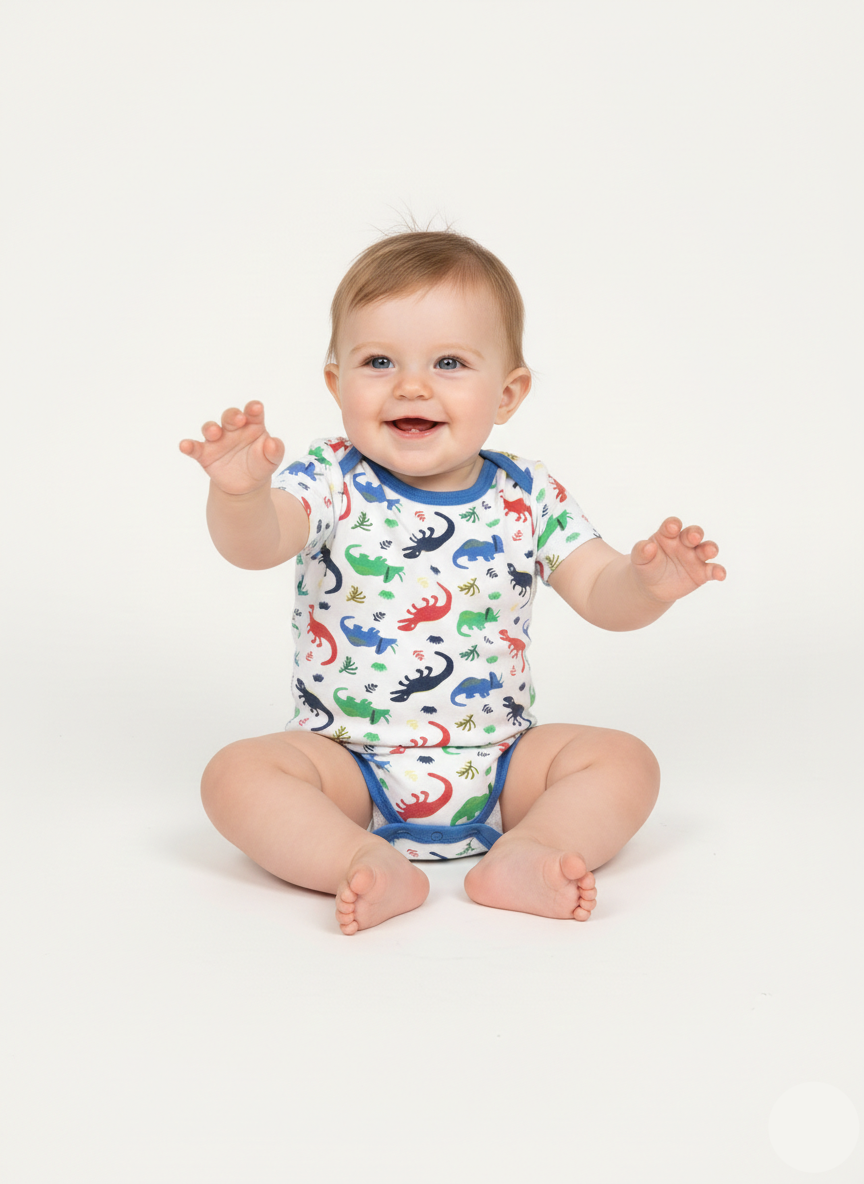 Infant Dino Print Short Sleeve Romper KR-04