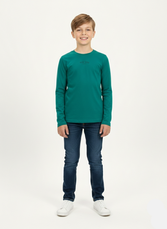Trendy Boys Green Round Neck Full Sleeve T-Shirt BT-21