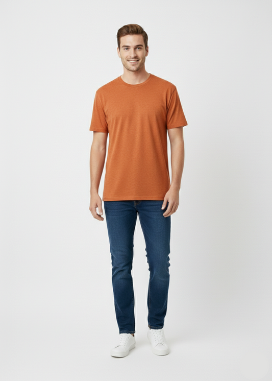 Men’s Plain Rust Orange Half Sleeve T-Shirt – Casual Cotton Tee - MT- 20