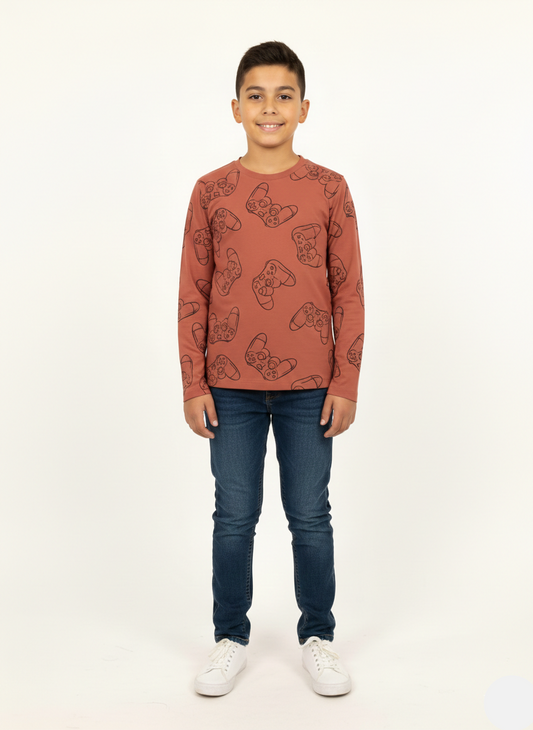 Boys Rust Gaming Theme Long Sleeve T-Shirt BT-30