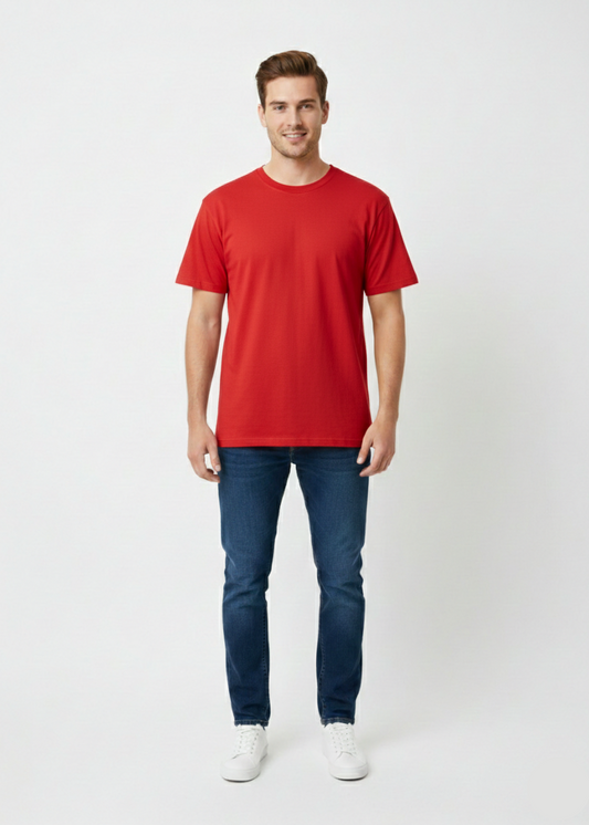 Men’s Basic Red Crew Neck T-Shirt – Comfortable Everyday Wear - MT-