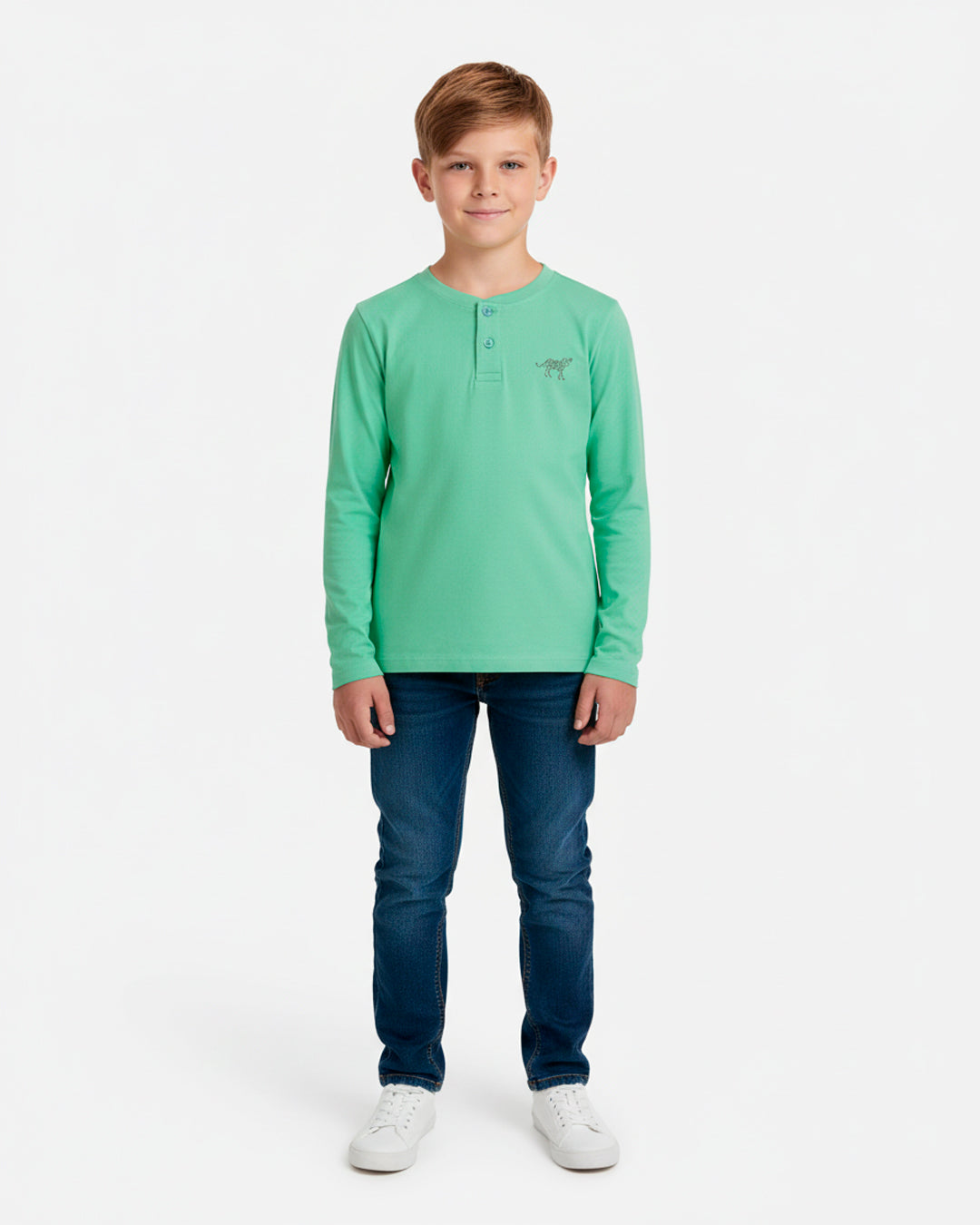 Boys Full Sleeves T-shirt In Green Color