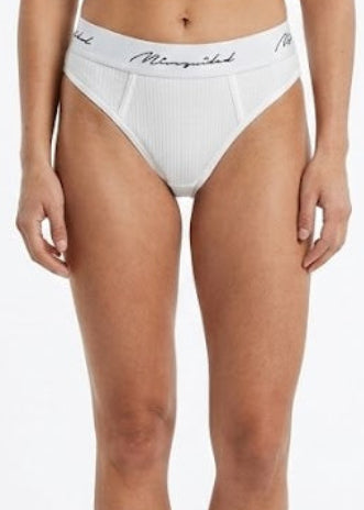 Missguided Script Logo Ribbed Briefs – White (W38)